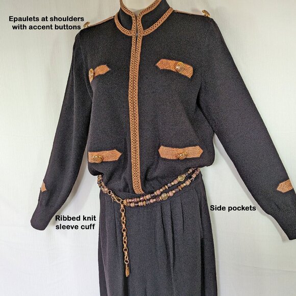 36" bust Jumpsuit Antonella Preve New York, Animal print, Black Santana VTG Knit - Picture 12 of 17